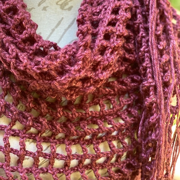 Bohemian style burgundy shawl/scarf - Picture 2 of 8